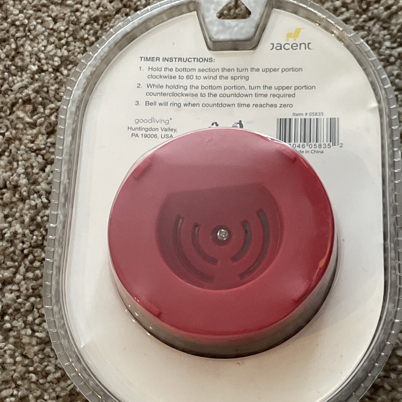 Culinary Elements 60 Minute Kitchen Timer Red Mechanical Wind Up