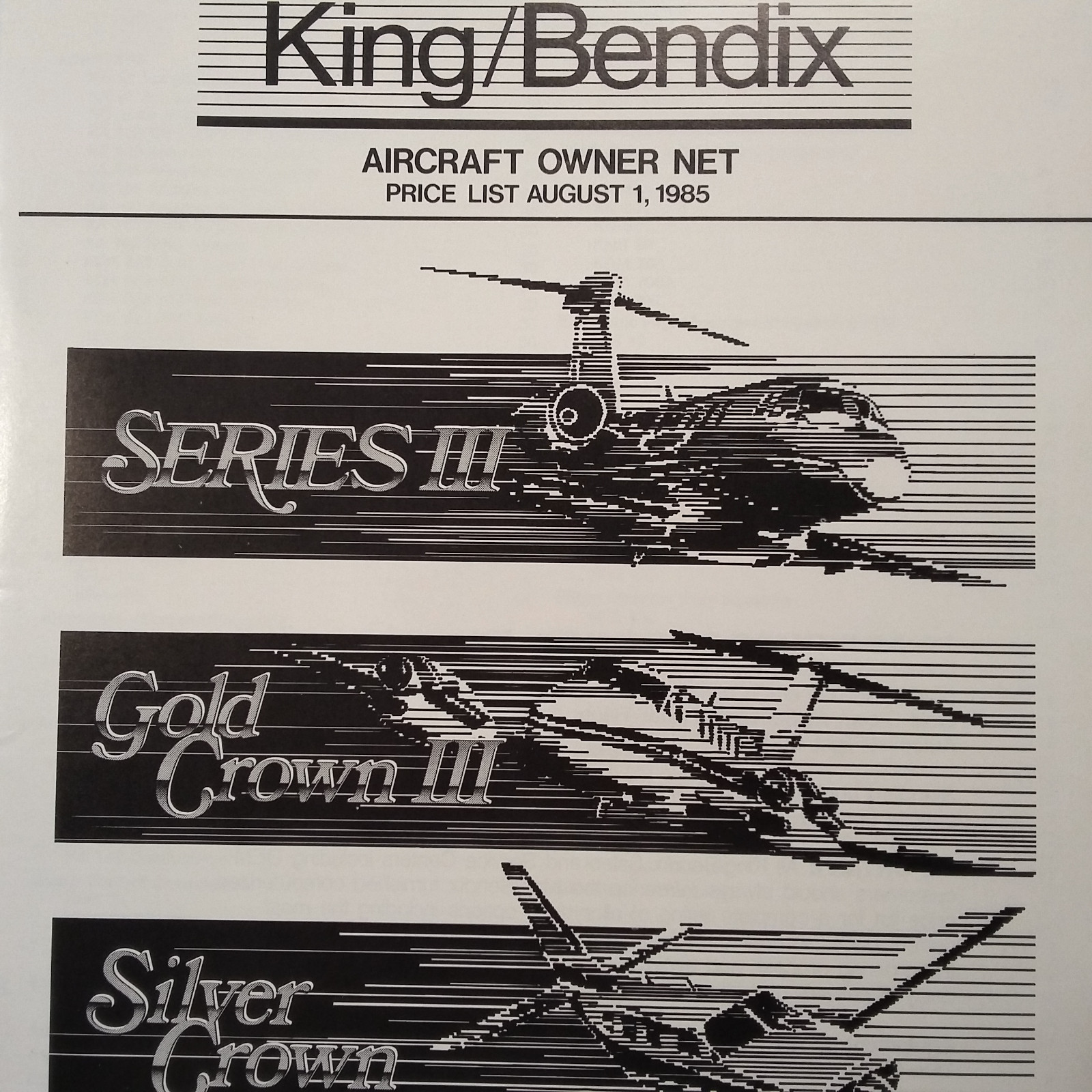 Original 1985 King Bendix Owner Price List, 47 page, 8.5 x 11"