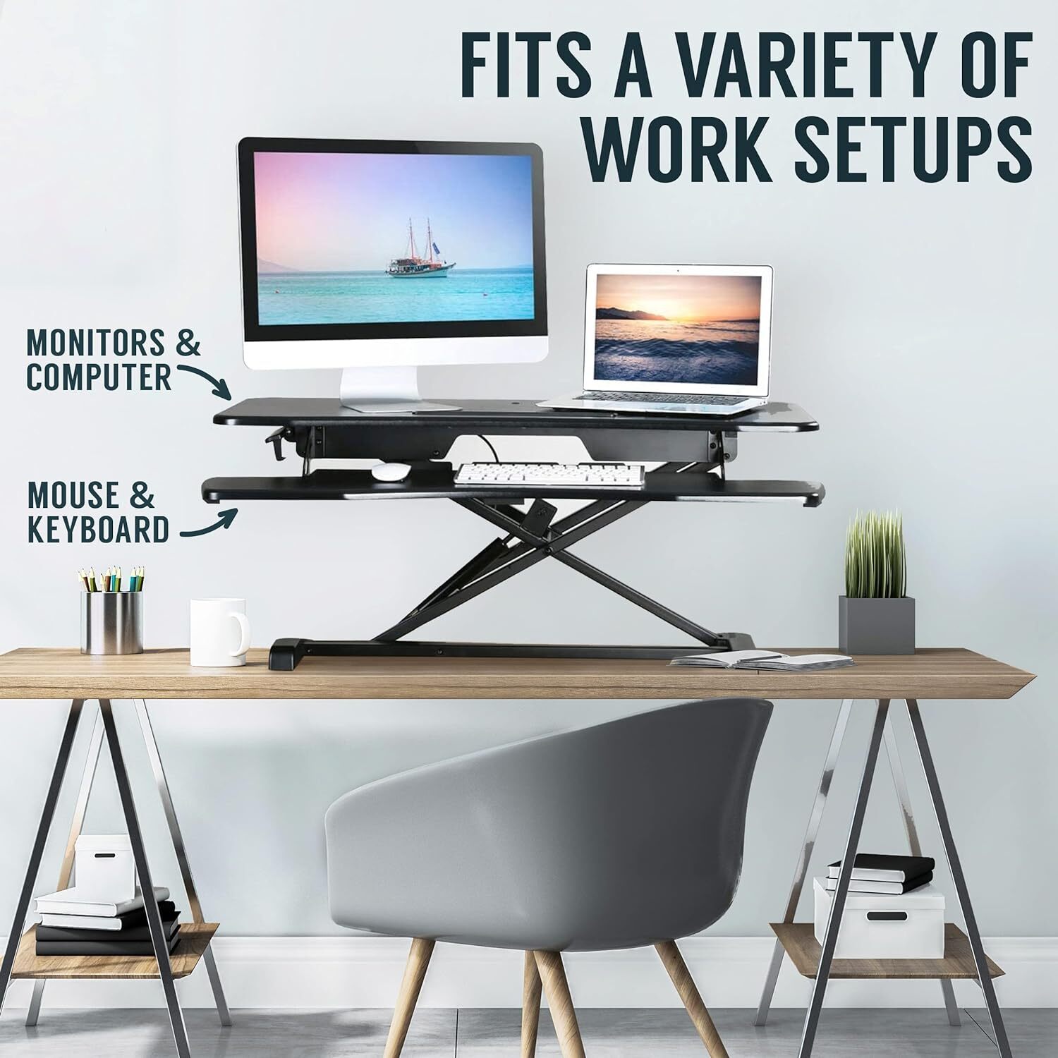 TechOrbits Black Standing 37" Desktop Converter