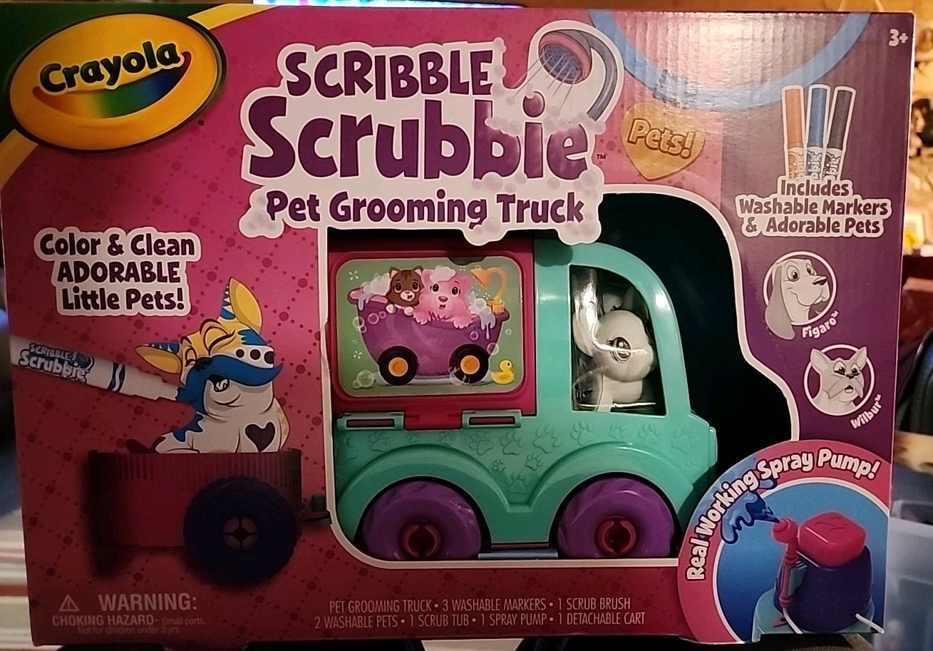 Crayola Scribble Scrubbie Pet Grooming Truck Toy Pet Playset New