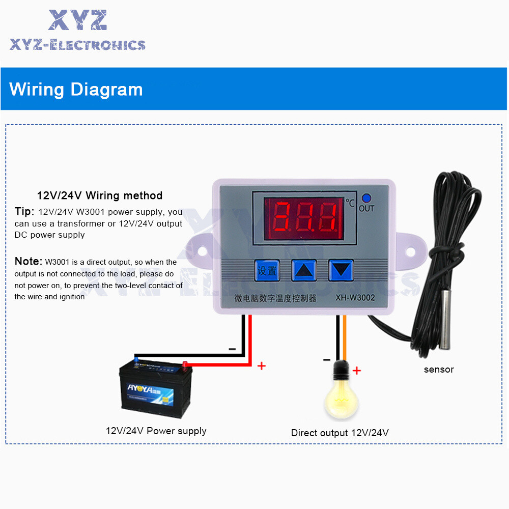 W3001/W3002 Digital Temperature Controller Thermostat Control Switch Probe