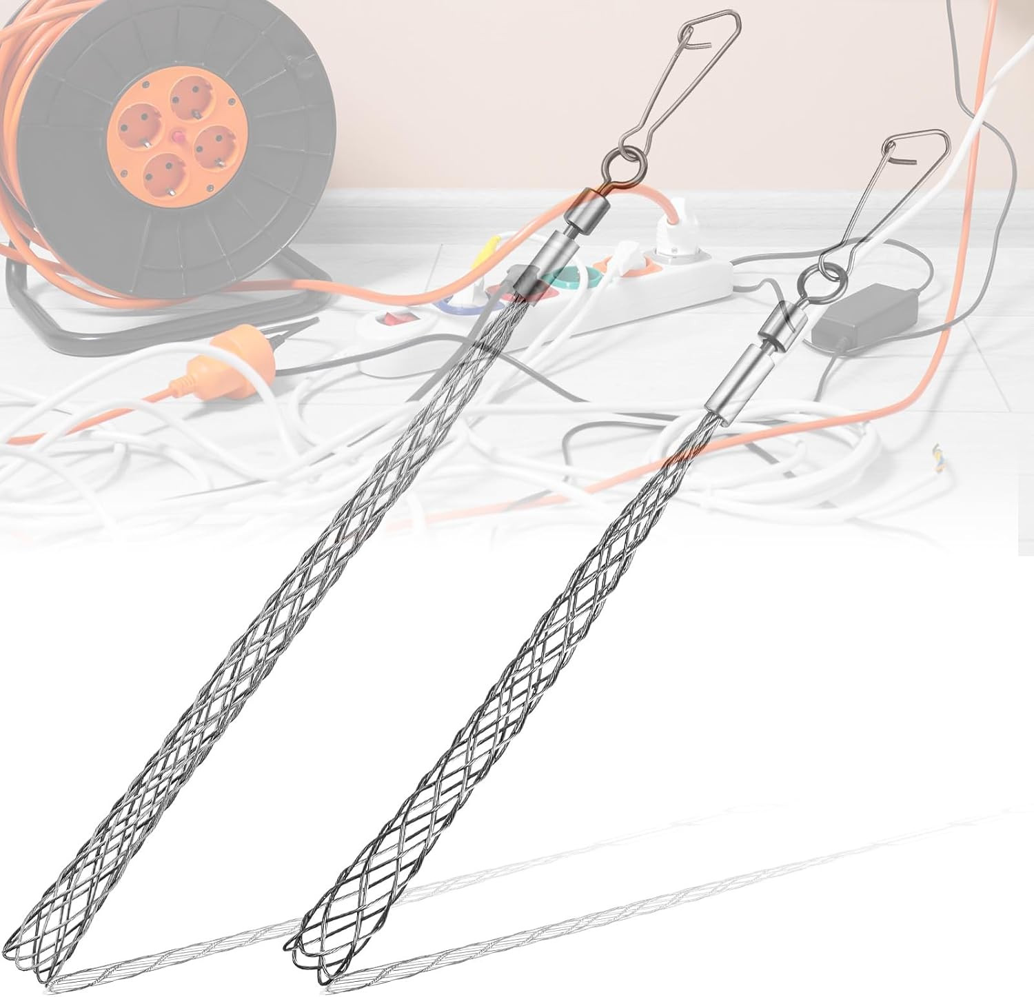 2 Pcs 1/2 in and 3/4 in Wire Pulling Grip Mesh Metal Cable Puller Socks Wire Too