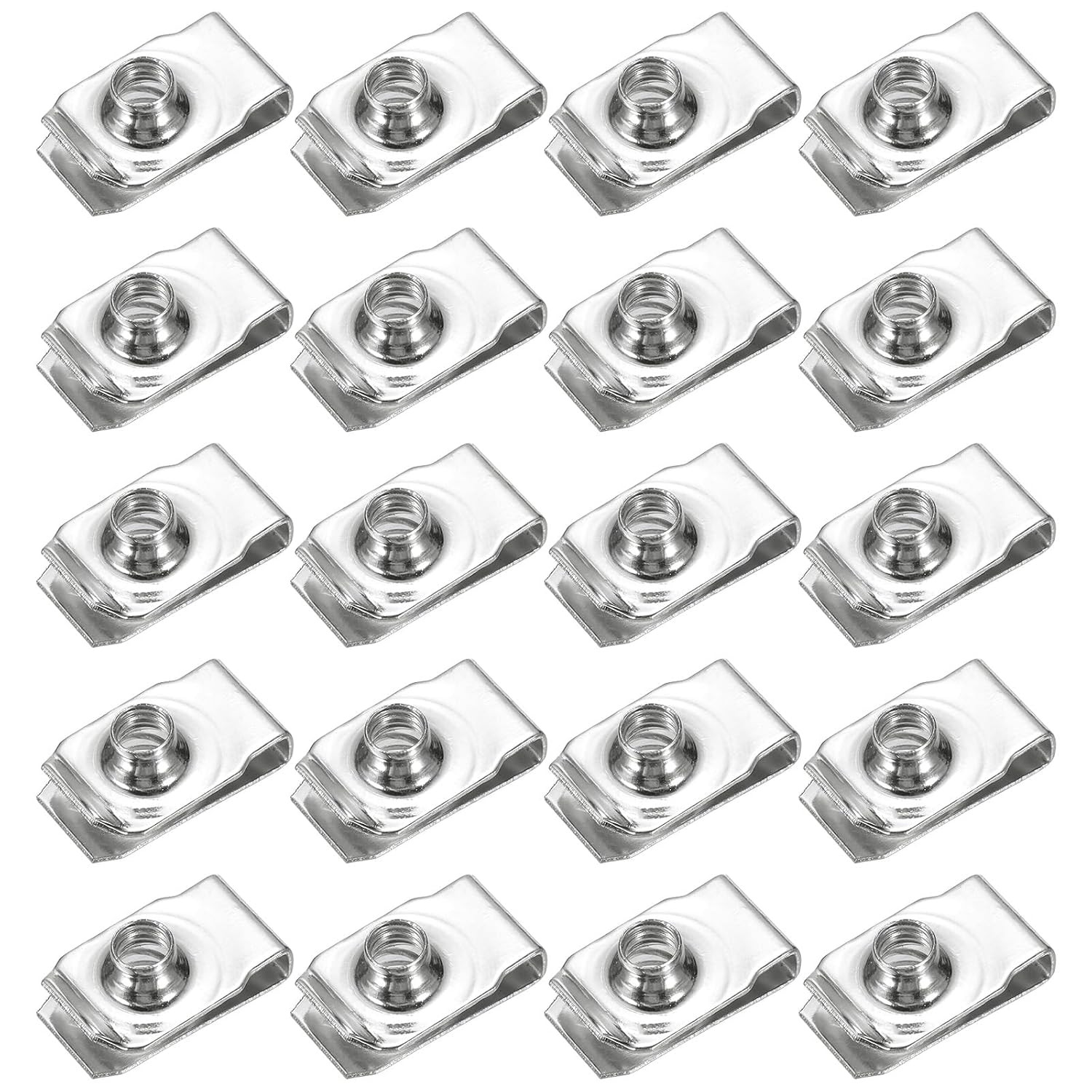U-Style Clip-On Nut, 20 Pack M6-1 Regular Extruded U-Nut U-Type Fasteners Hardwa