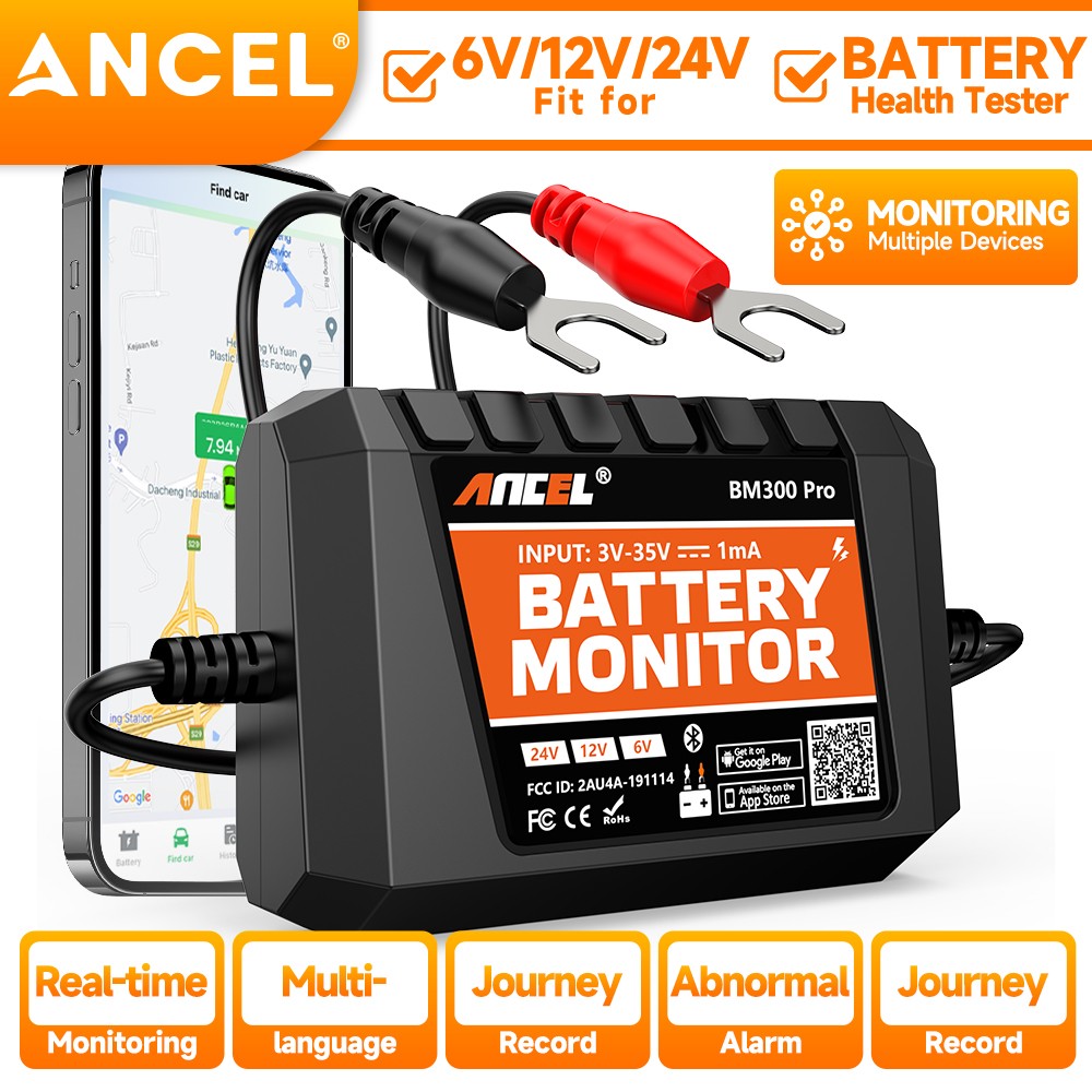 6V 24V 12V Battery Tester Car Battery Monitor Bluetooth Cranking Charging Test