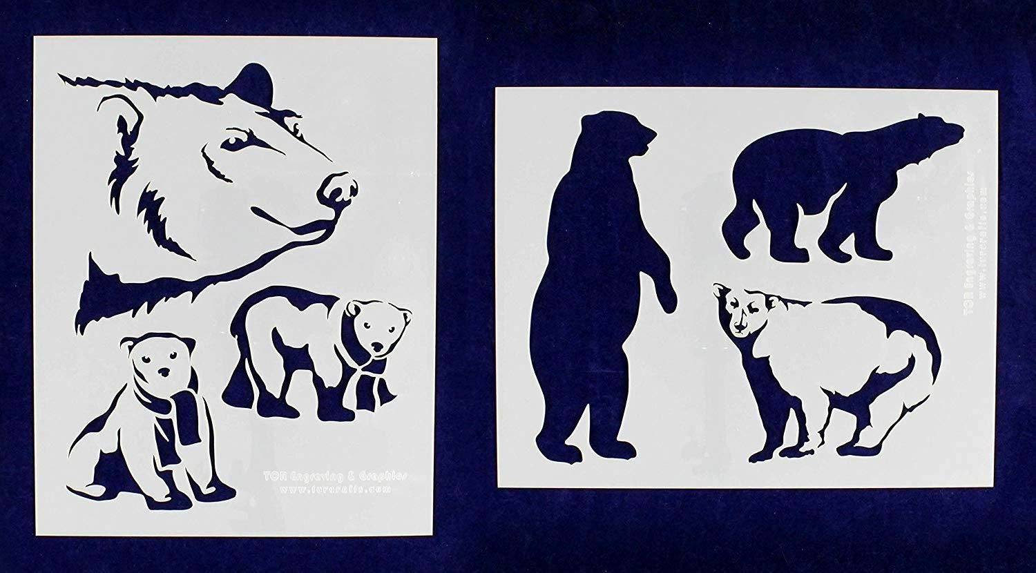 Polar Bear Stencils Mylar 2 Pieces of 14 Mil 8" X 10" - Painting /Crafts/ Templa