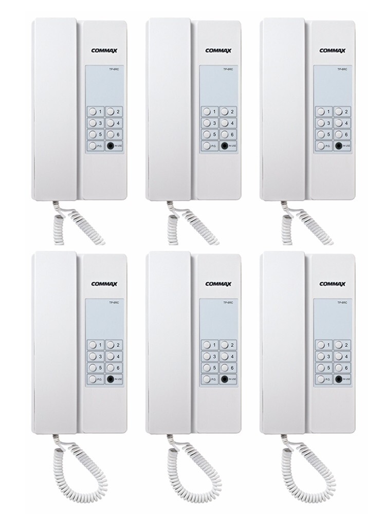 Commax 6 Stations Interphone System Set: TP-6RC x6 & 12V Power Supply x1