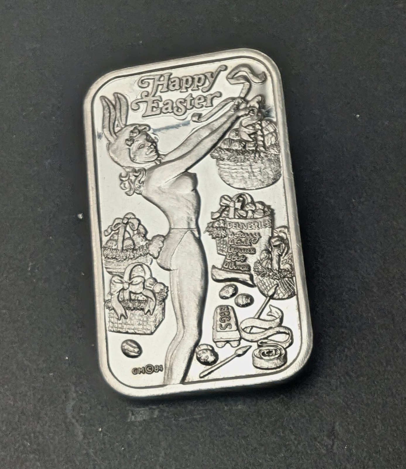 Rare, Vintage, Crown Mint Holiday Beauty Happy Easter  1 Oz .999 Silver Bar