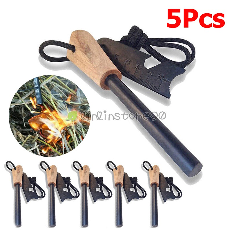 1~5pc Emergency Fire Starter Flint & Steel Striker Bushcraft Waterproof Survival