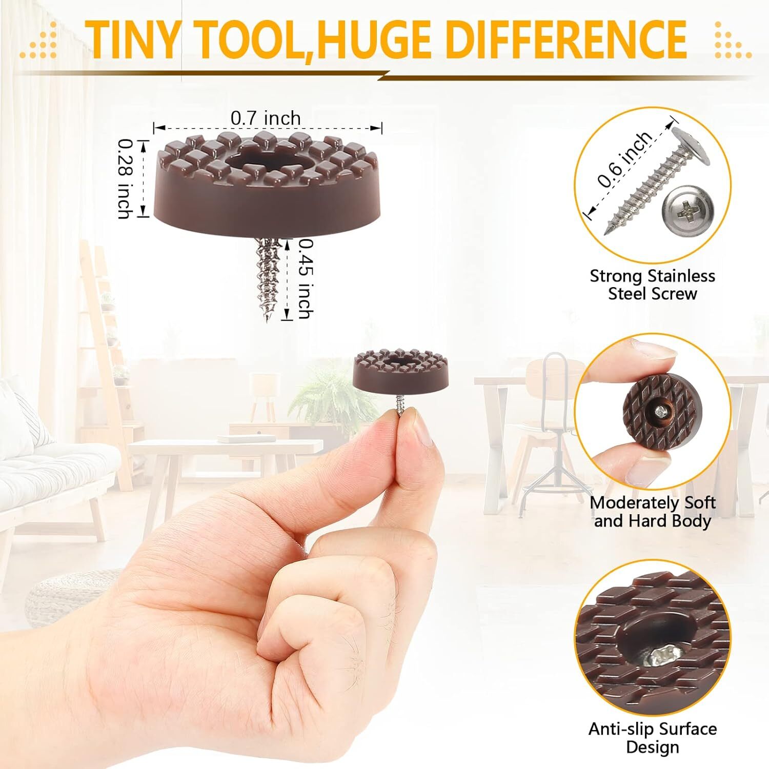 Screw-On Rubber Feet for Furniture 32PCS Floor Protector for Chair Leg Feet