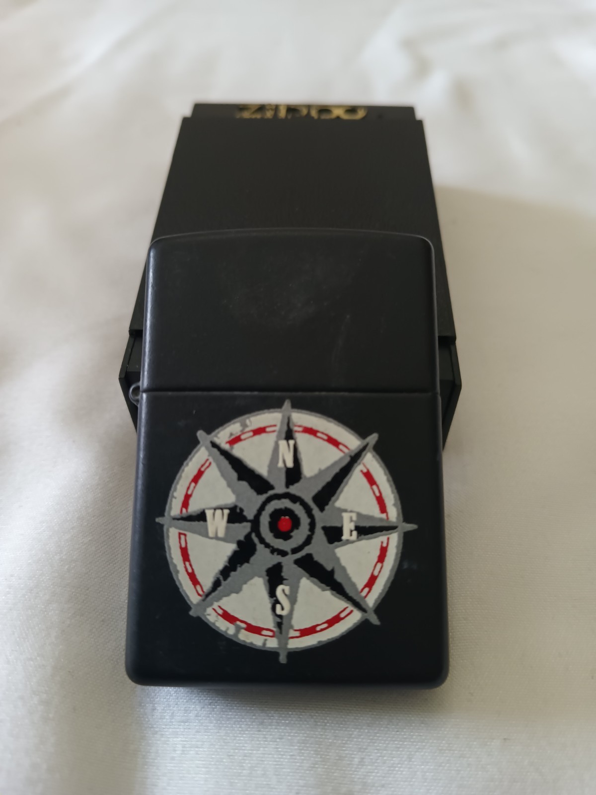 Zippo Marlboro Compass Lighter. Has Been Fired. Not Original Box.