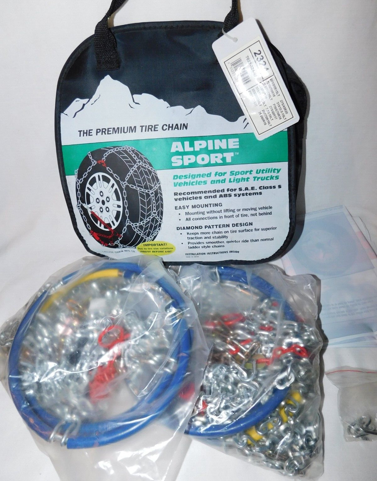 2324 Alpine Sport Light Truck/SUV Tire Chains, 1 Pair - Never Used