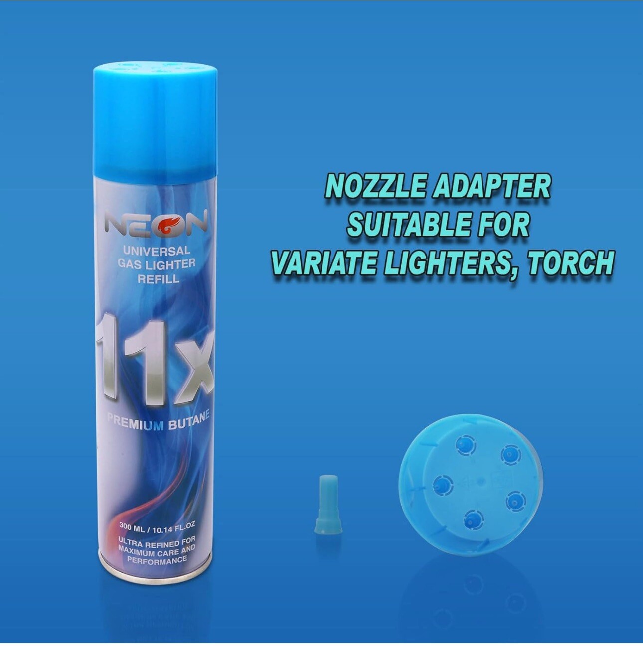 4 Can Neon 11X Refined Butane Lighter Gas Fuel Refill 300 mL 10.14 oZ