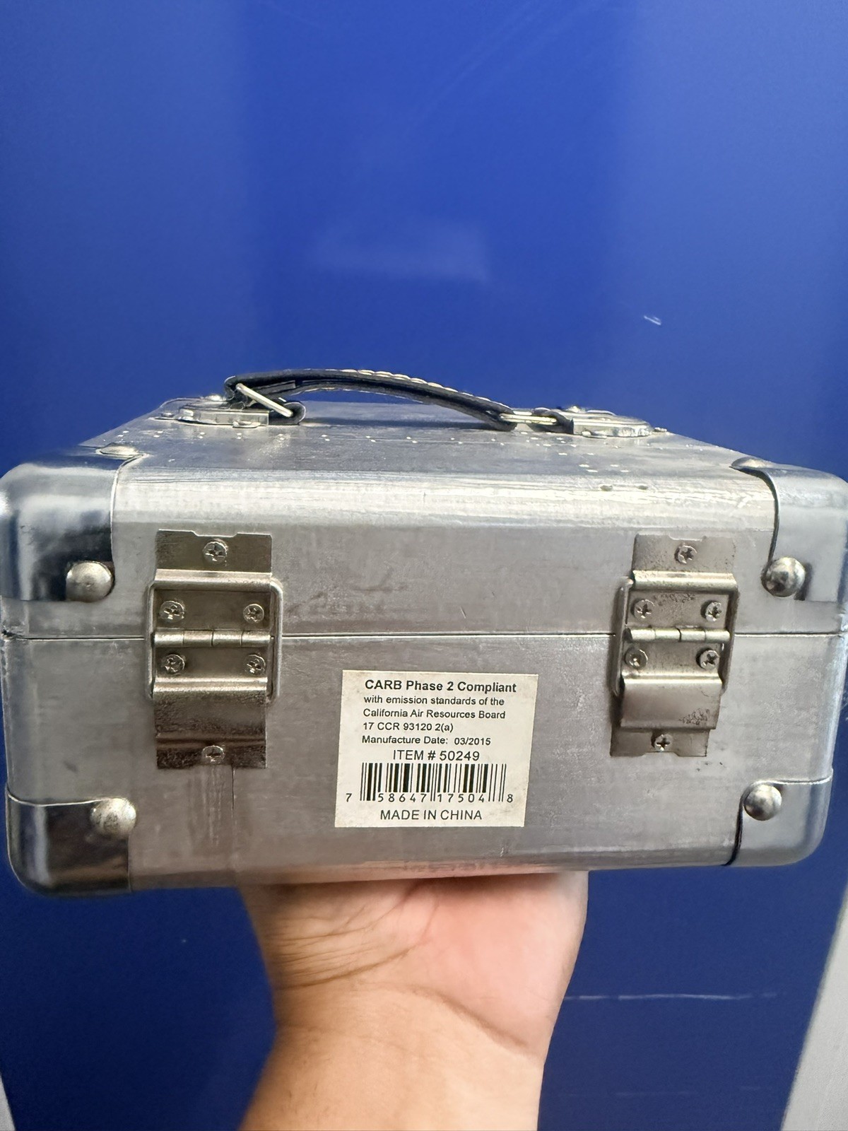 vintage riveted aluminum briefcase, 8x8