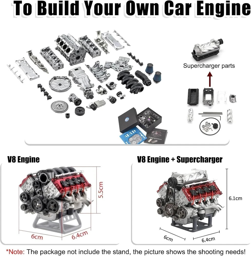 Mini V8 Engine Kits That Runs - V8 Engine Model Kits, Cison Engine MAD Miniature