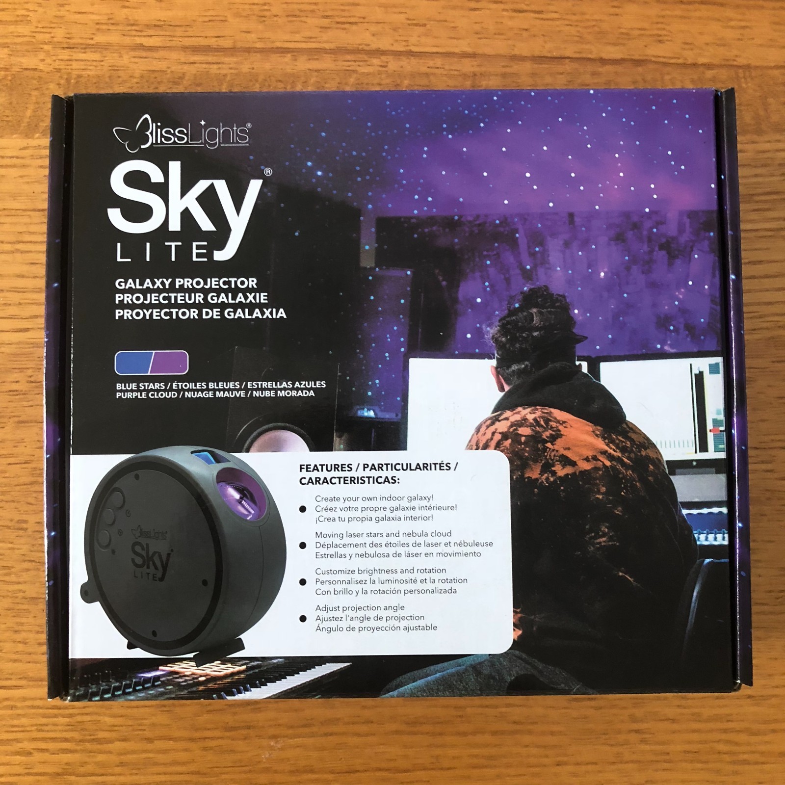 BlissLights Sky Lite Galaxy Projector with LED Blue Stars Purple Nebula Cloud