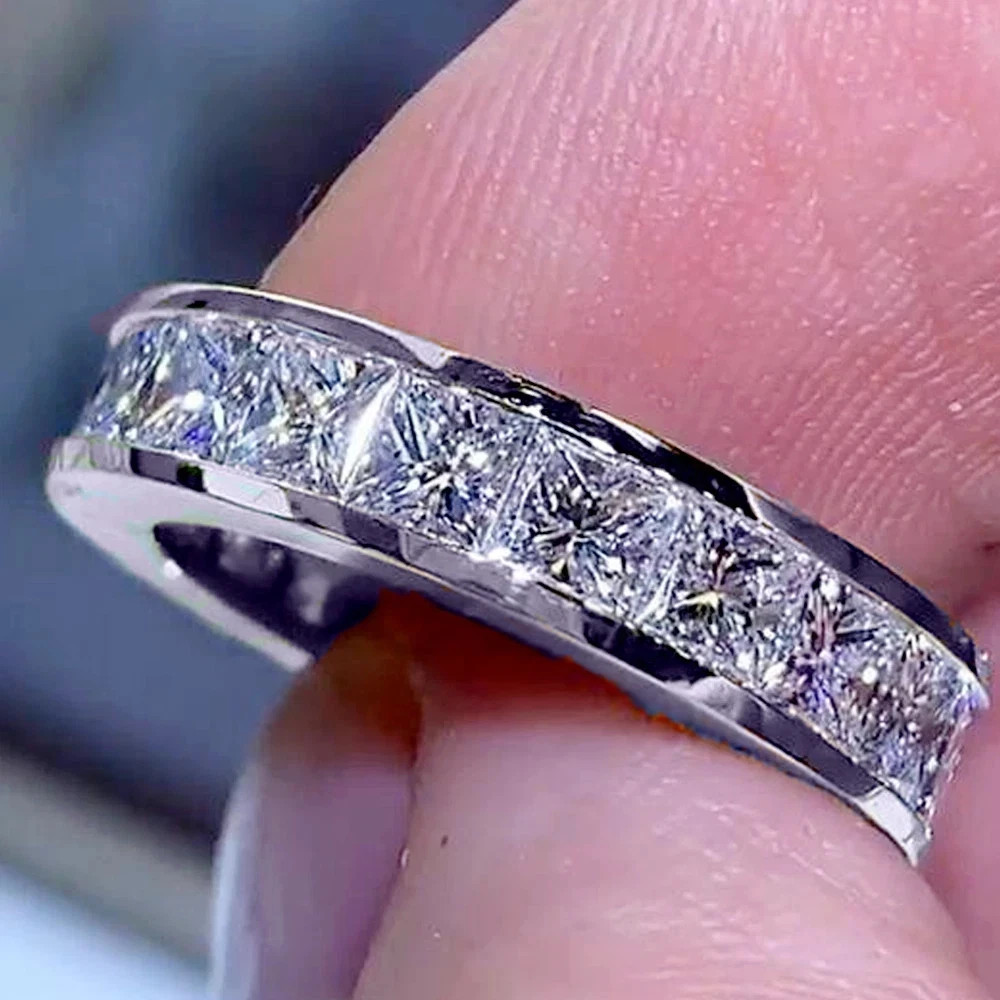 14k White Gold Plated 2.50 Ct Princess Lab-Created Diamond Eternity Wedding Band