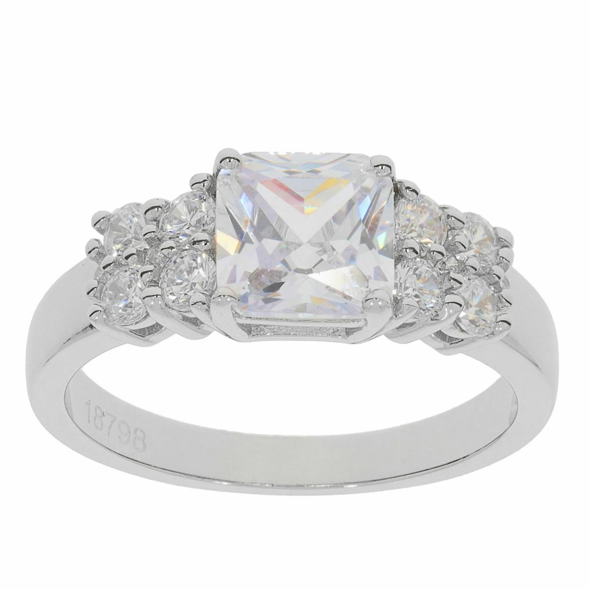 Sterling Silver Semi Mount Ring Setting Asscher SQ 7X7mm Topaz or Moissanite