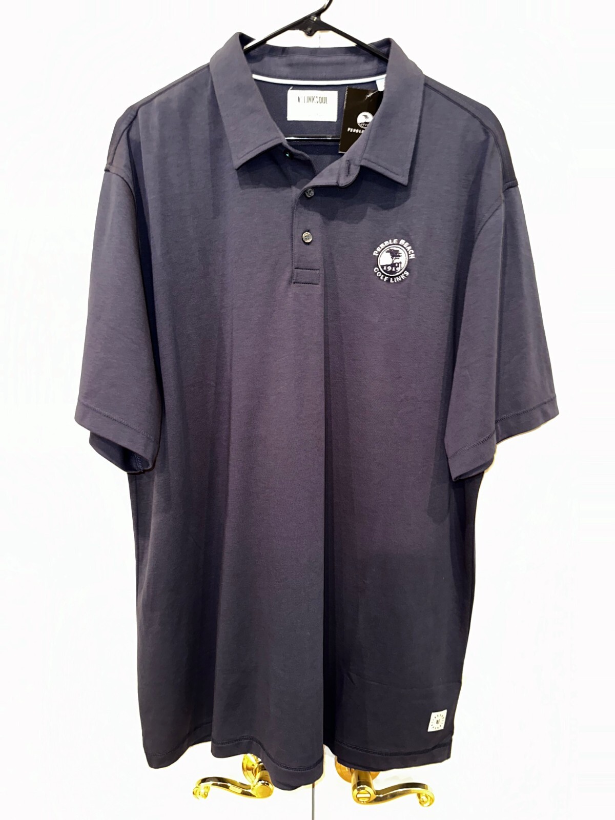 LinkSoul Pebble Beach Golf Links Short Sleeve Polo Shirt Men's XXL Navy - New