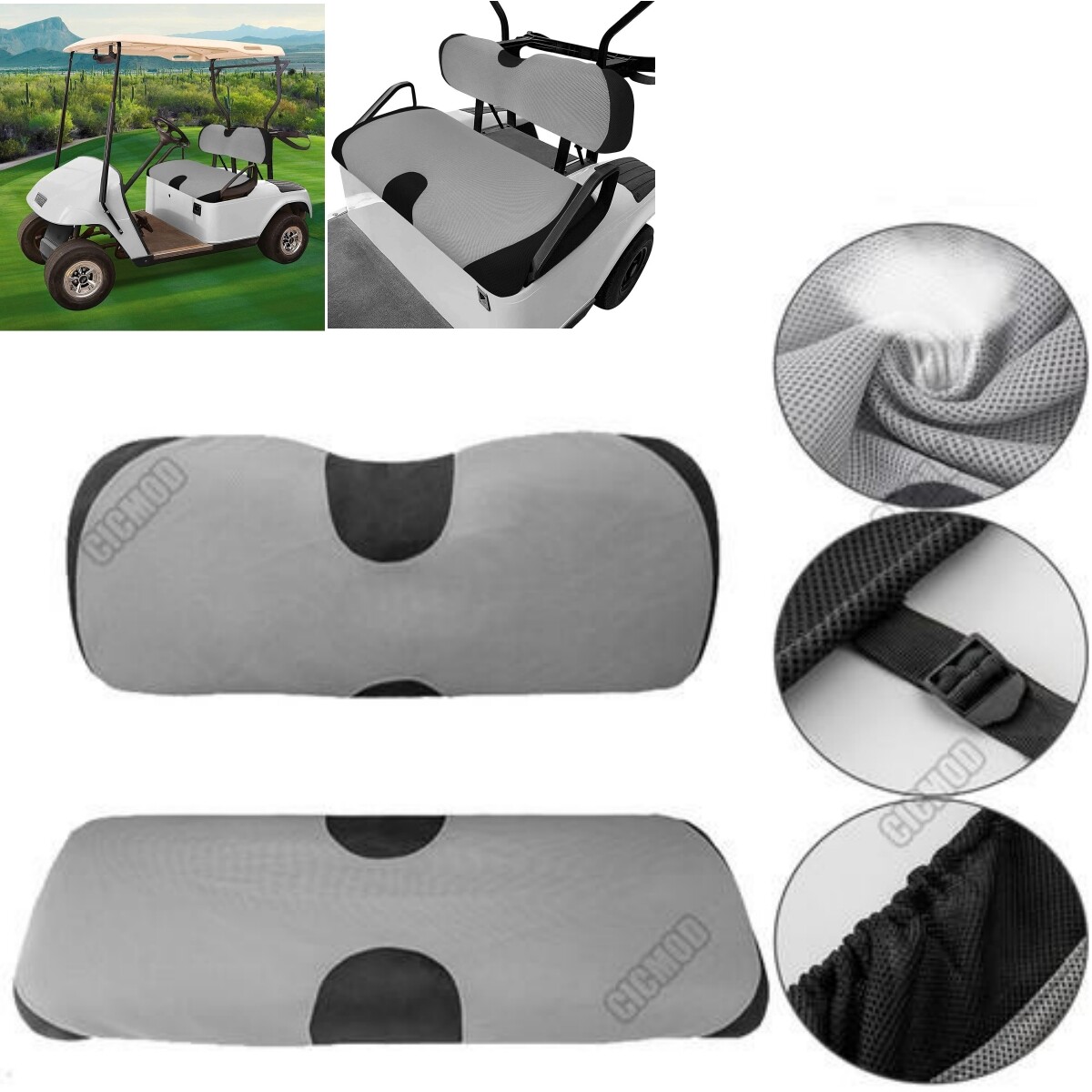 Front Rear Golf Cart Seat Cover Set for EZGO TXT RXV & Club Car DS & Yamaha US