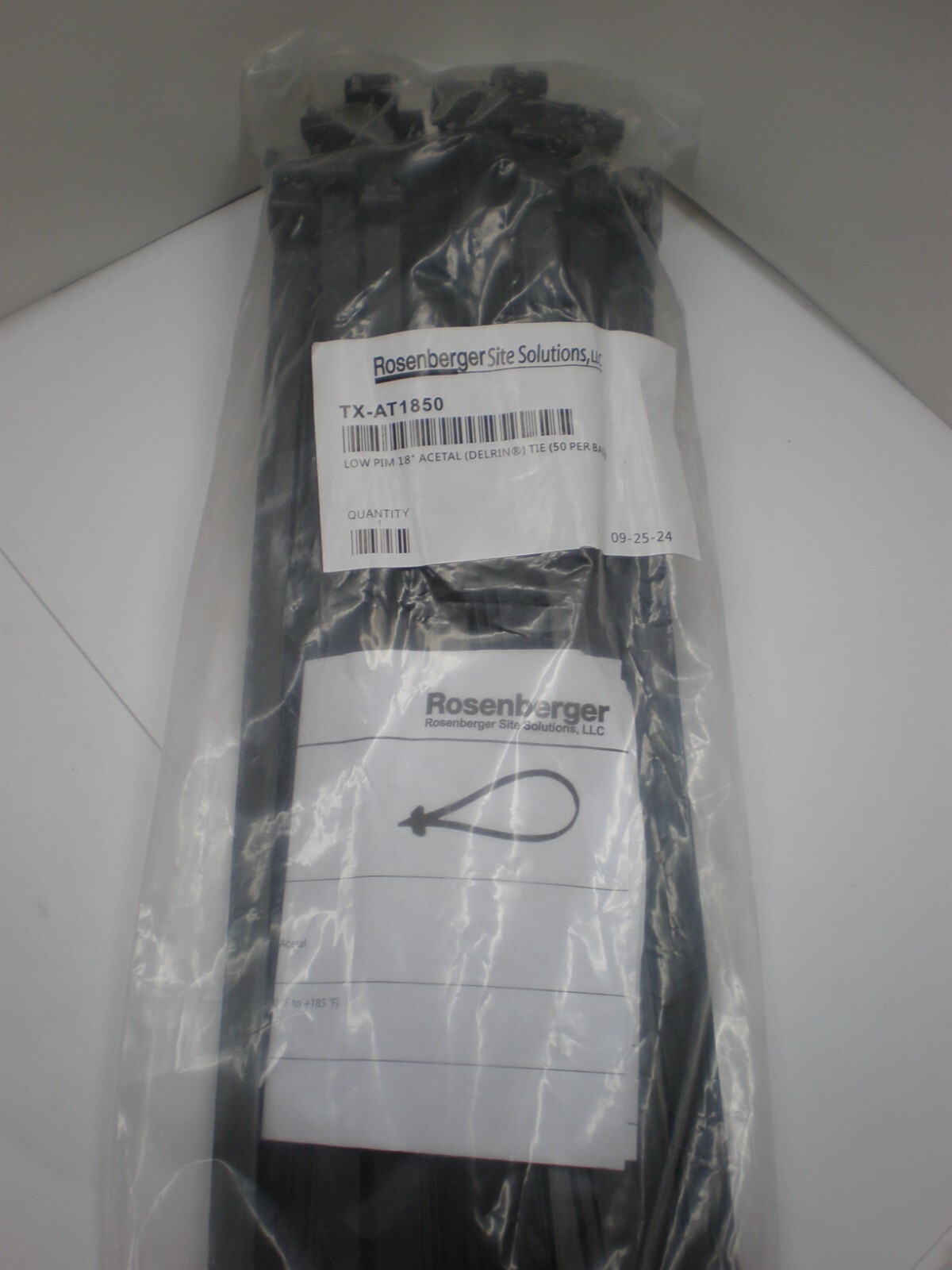 ROSENBERGER TX-AT1850 LOW PIM ACETAL DELRIN 18” Ties, BAG of 50