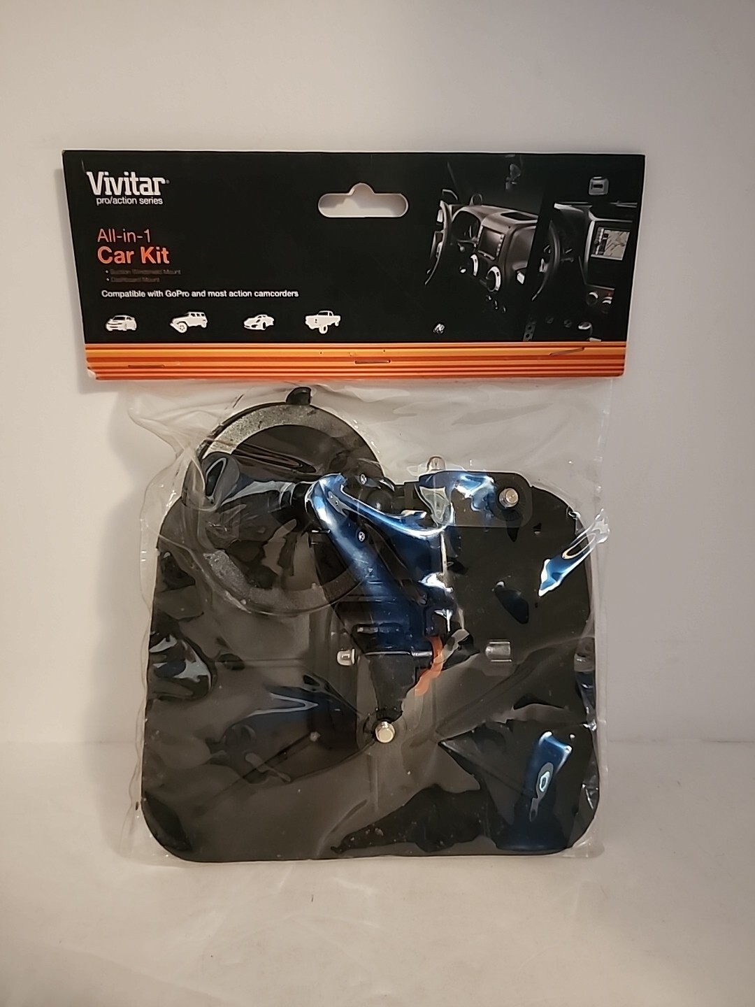 Vivitar Pro/Action Series All-In-1 Car Kit Black NEW Dashboard Set, GoPro Comp.