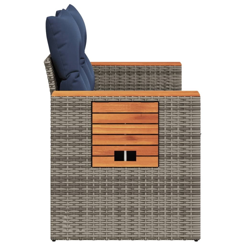 Patio Sofa with Cushions 2-Seater Gray Poly Rattan