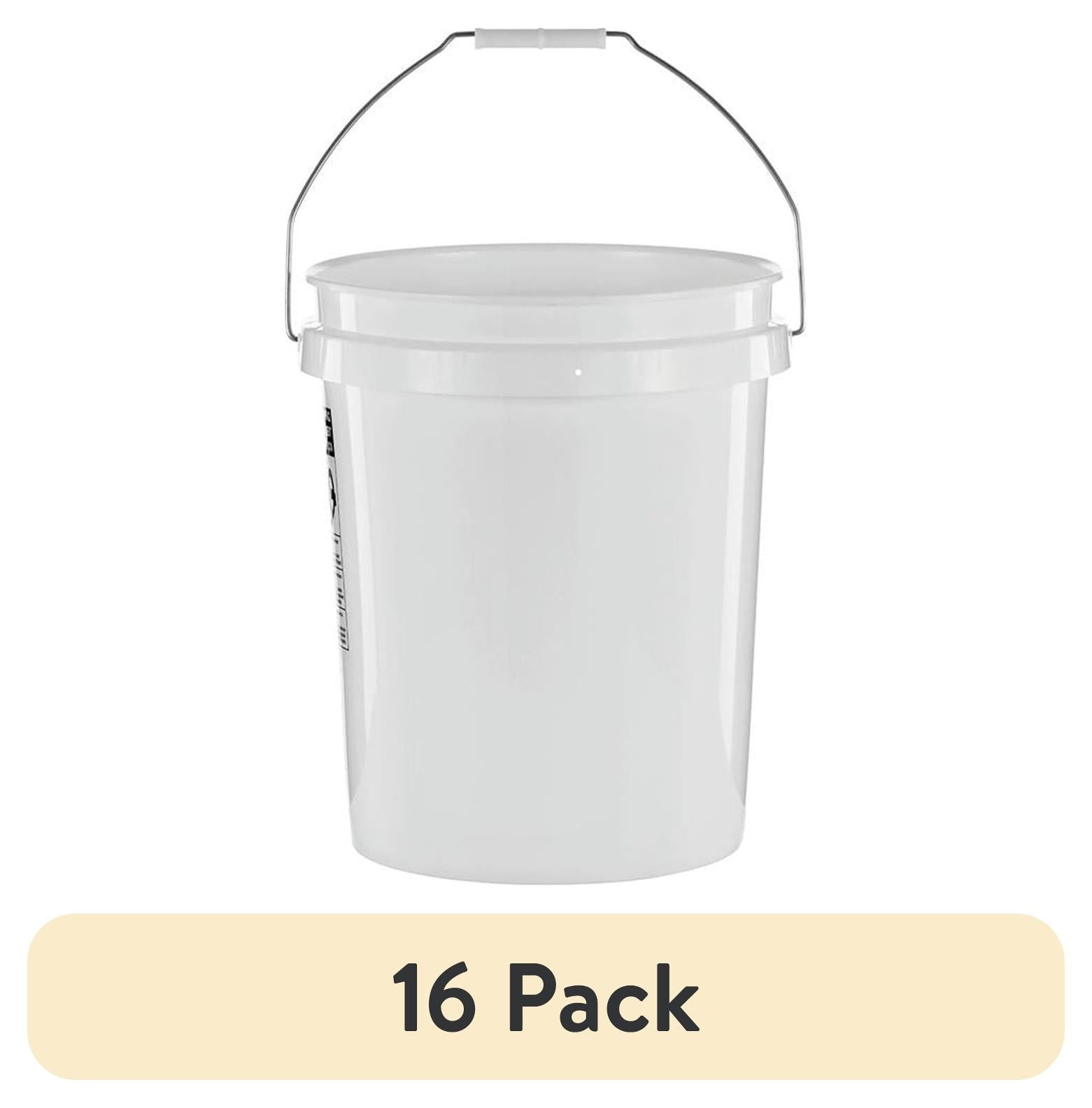 (16 pack 5 Gallon Round Utility Bucket Comfort Handle Plastic White PN0149 1