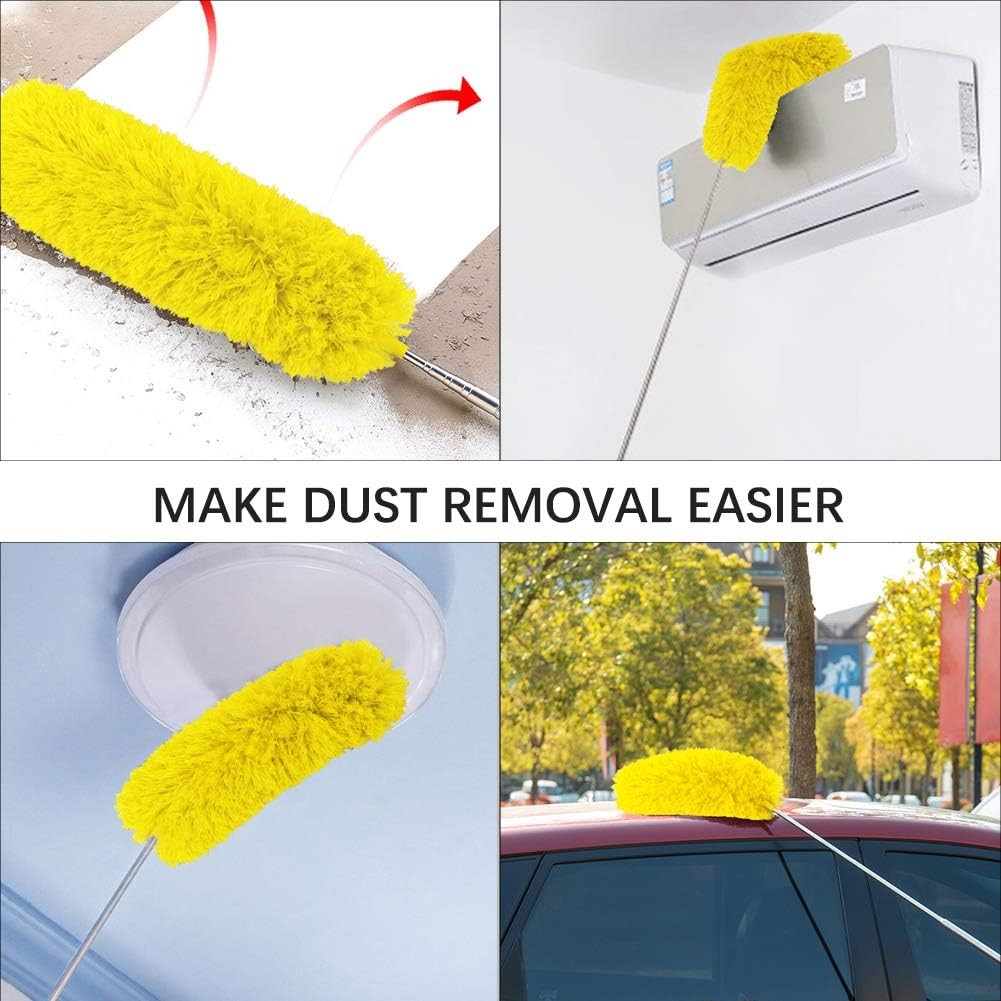 Microfiber Feather Duster Extendable Cobweb Duster W/ 100 inches Extra Long Pole