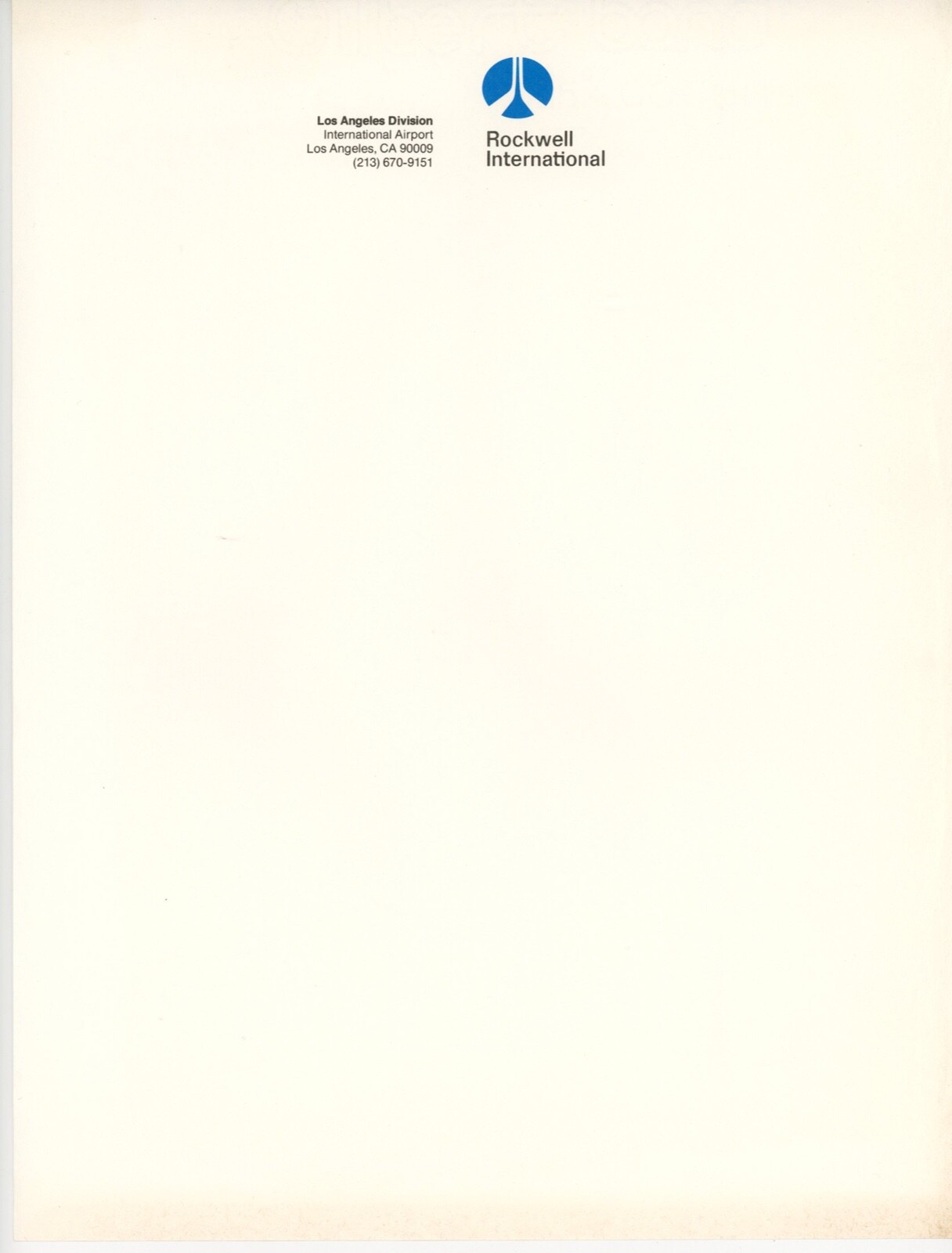 1960s Rockwell International Letterhead Los Angeles Airport Aviation Airplanes
