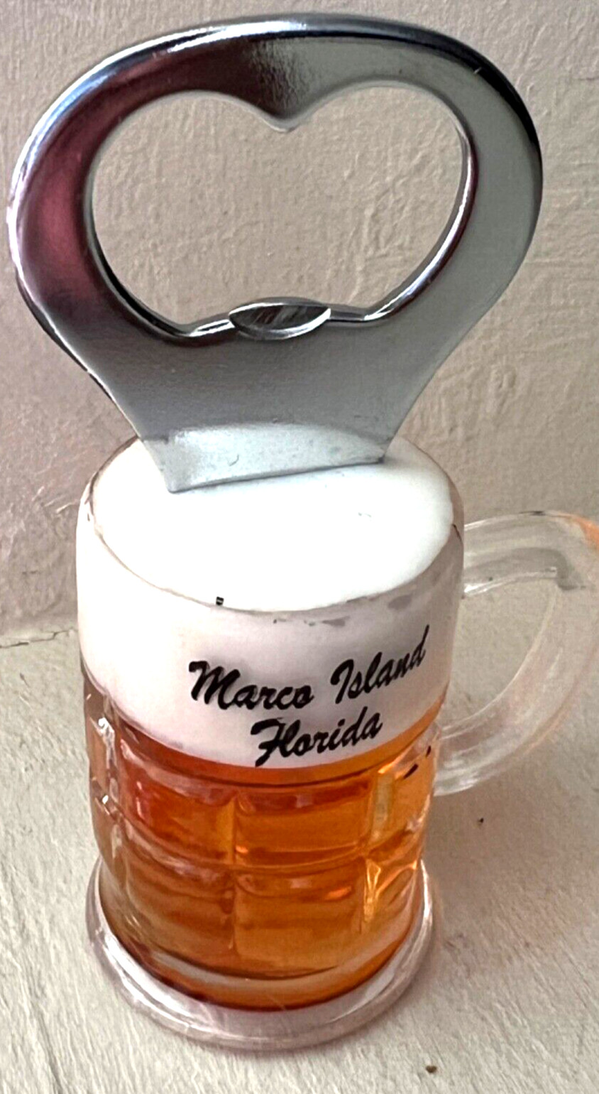 GREAT FUN GIFT NEW WITH TAGS -MARCO ISLAND FL BEER MUG CAN OPENER