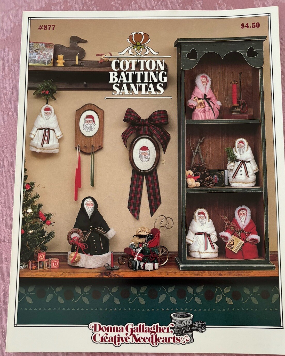 Cotton Batting Santas Leaflet 877