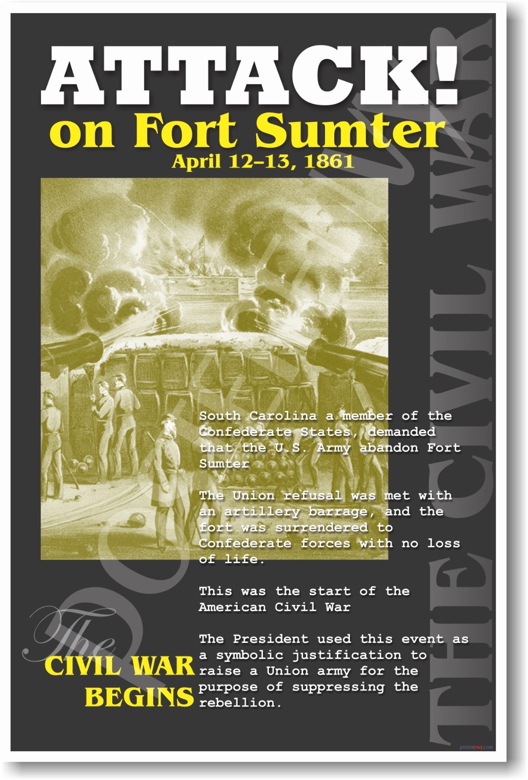 Attack on Fort Sumter - US Civil War US History  POSTER