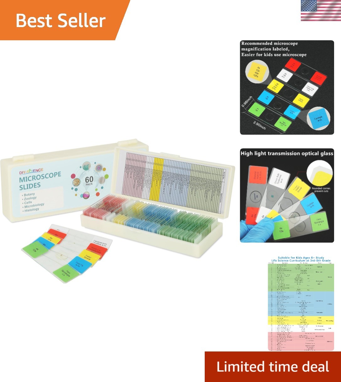 Diverse 60-Piece Microscope Slides Set for Kids - Perfect for Science Learning