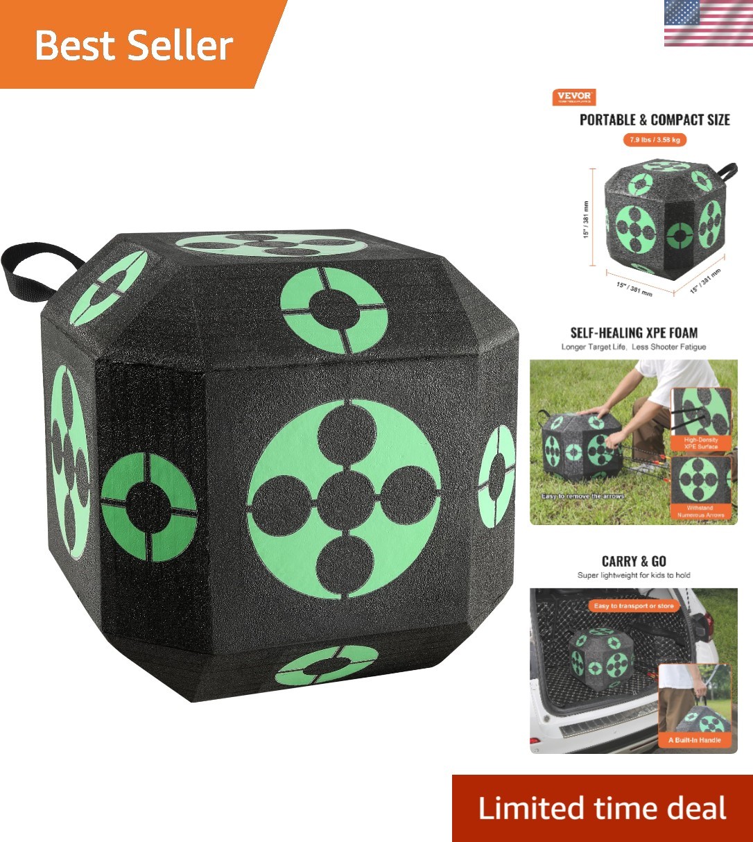 Lightweight 15x15 Shooting Target with Carry Handle - Ideal for Outdoor Practice