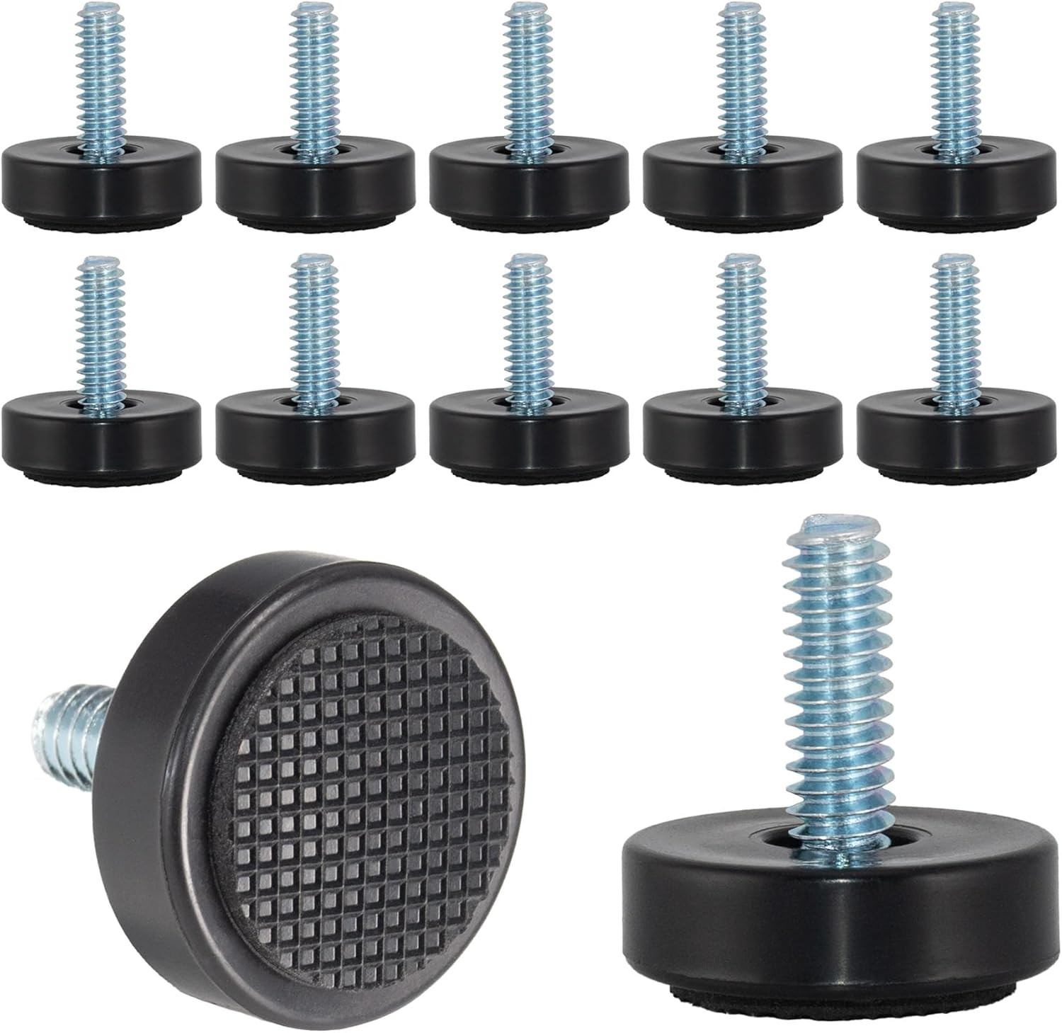 1/4-20 Adjustable Furniture Leveler, 12 Pack Rubber Leveling Feet Screws in T...