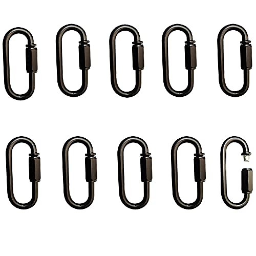 10- Pack Heavy Duty D Shape Chain Locking M4 4MM Chain Quick Link Black