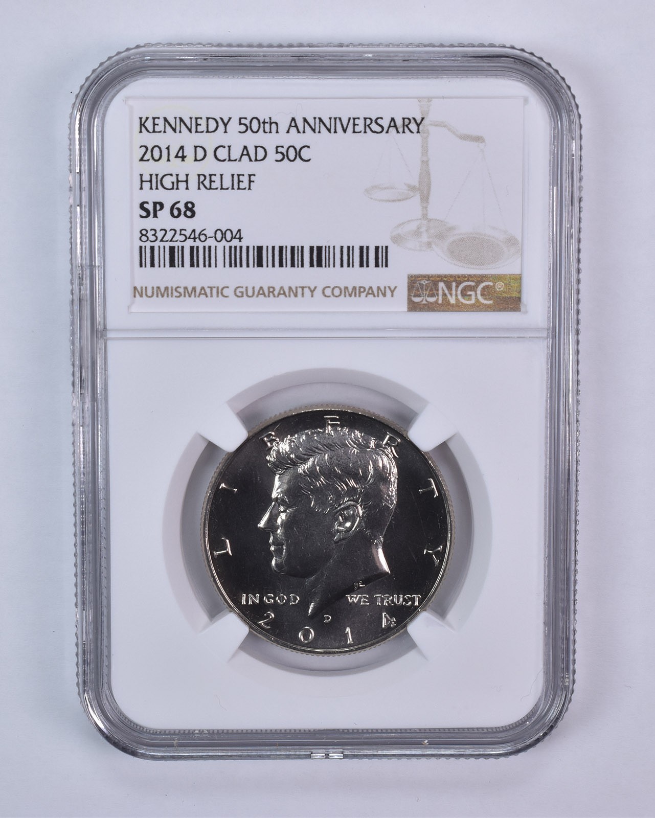 2014-D Kennedy Half Dollar Clad High Relief 50th Anniversary SP68 NGC
