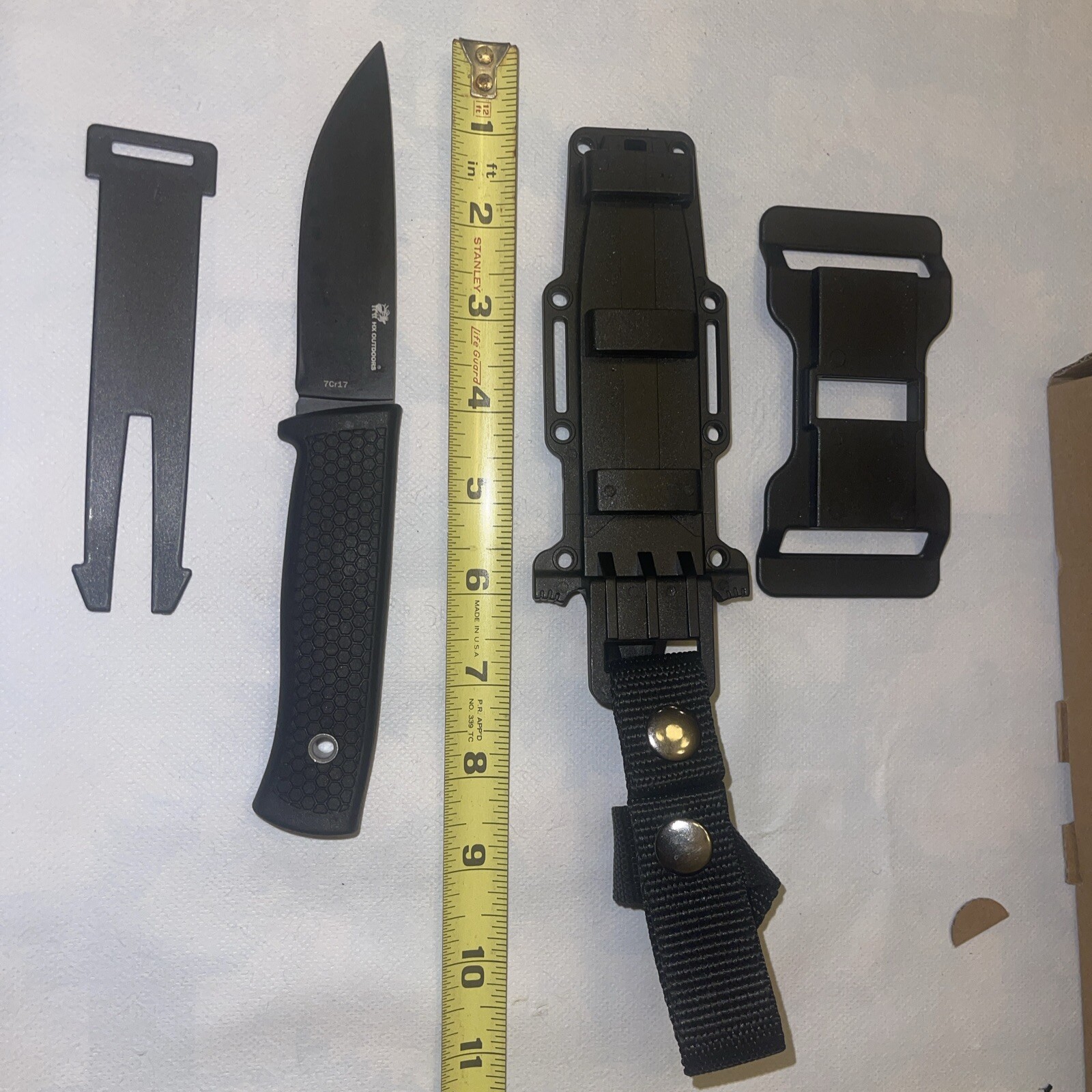 HX Outdoors Fixed Blade Knife Rubber Handle Drop Point w/ Sheath