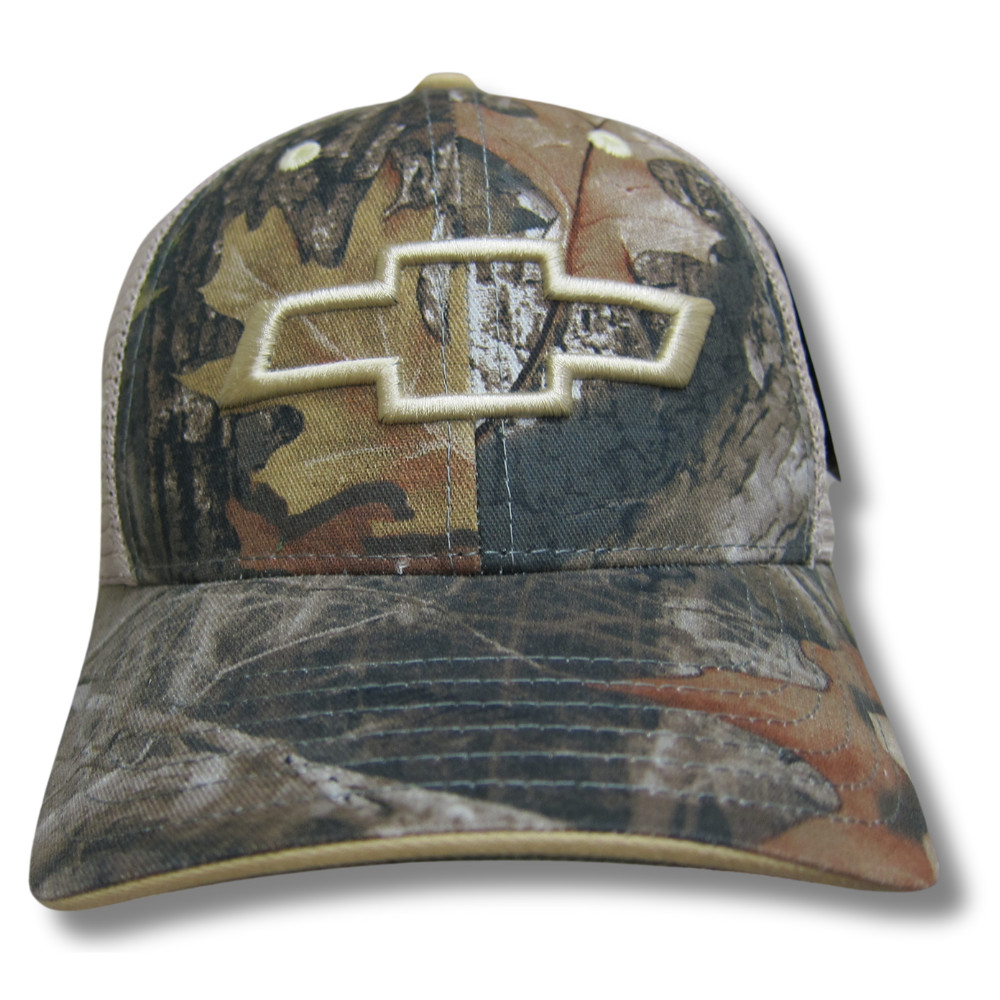 Chevrolet Chevy Bowtie Camo Trucker Hat Hook & Loop Embroidered Mesh Adjustable