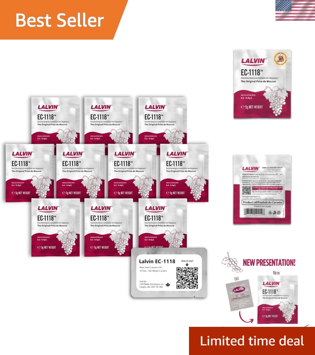 EC-1118 Wine Yeast 10 Pack - Champagne Yeast - Make Wine Cider Mead Kombucha ...