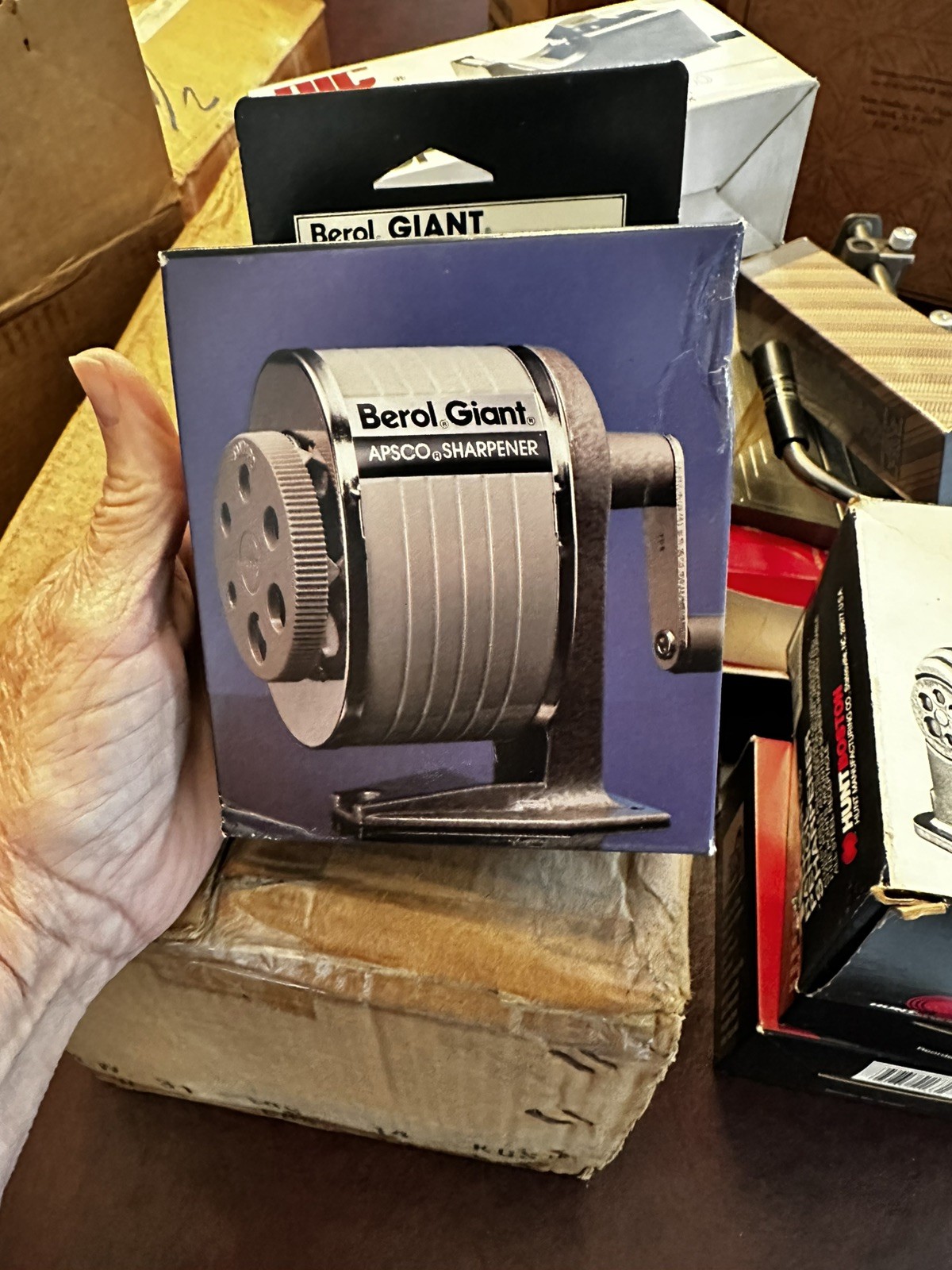 Vintage Berol Giant Apsco Manual 6-Hole Pencil Sharpener Wall/Desk Mount NOS NEW