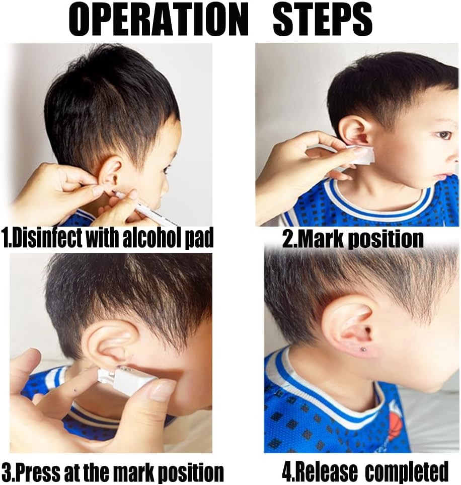 Ear Piercing Kit, 2 Pcs Disposable Gun with Silver -3mm