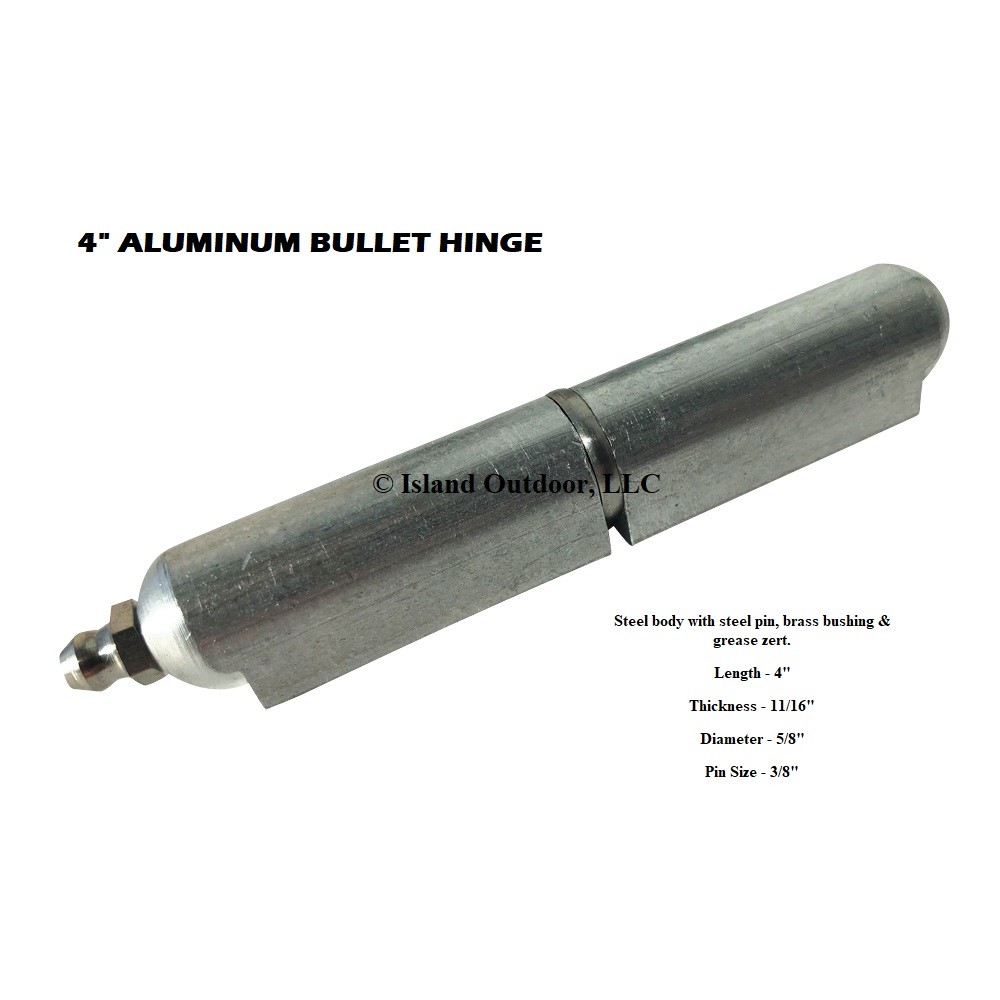 4" ALUMINUM Bullet Hinge w/ zerk grease fitting stainless pin & bushing 11/16