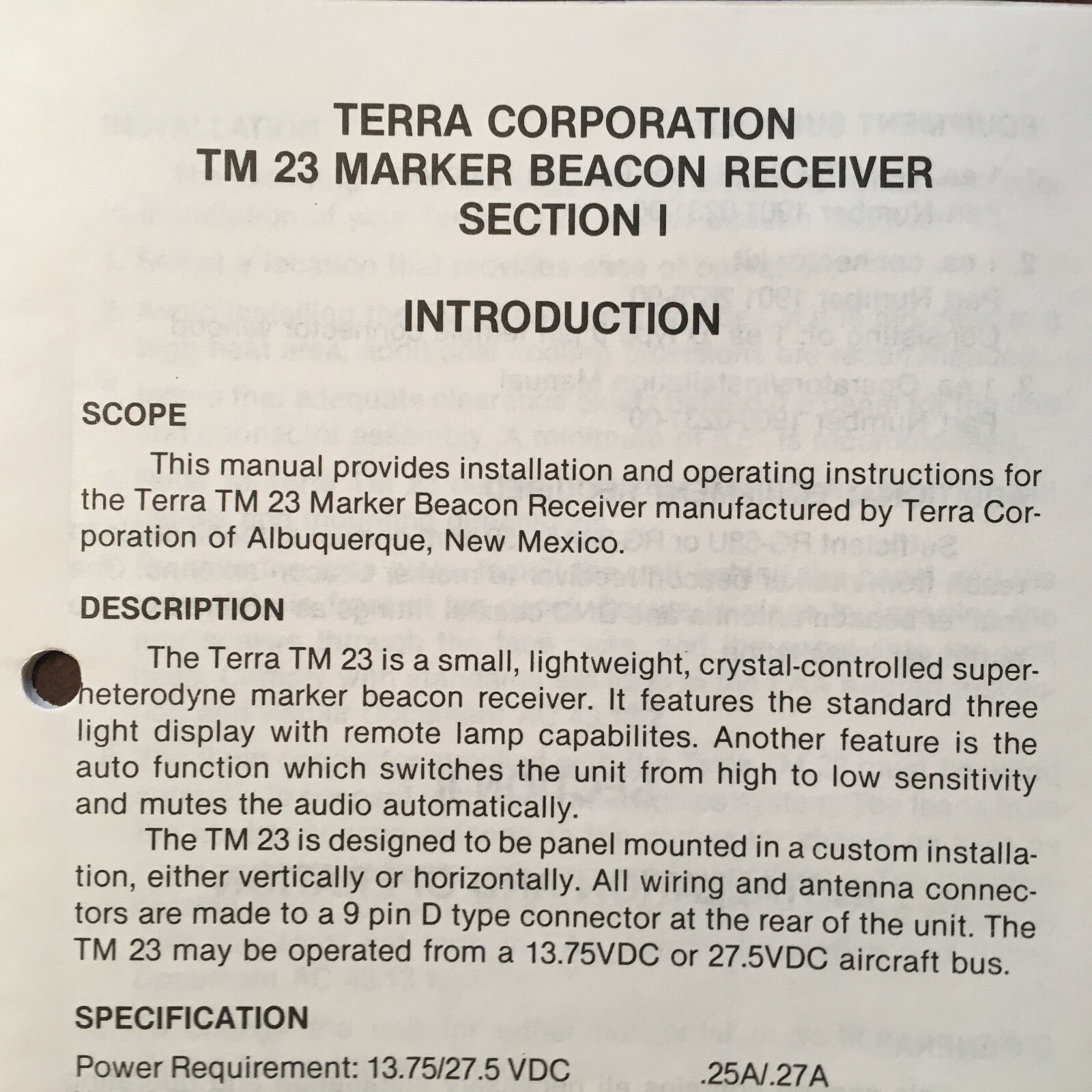 Terra TM-23 Marker Install Manual