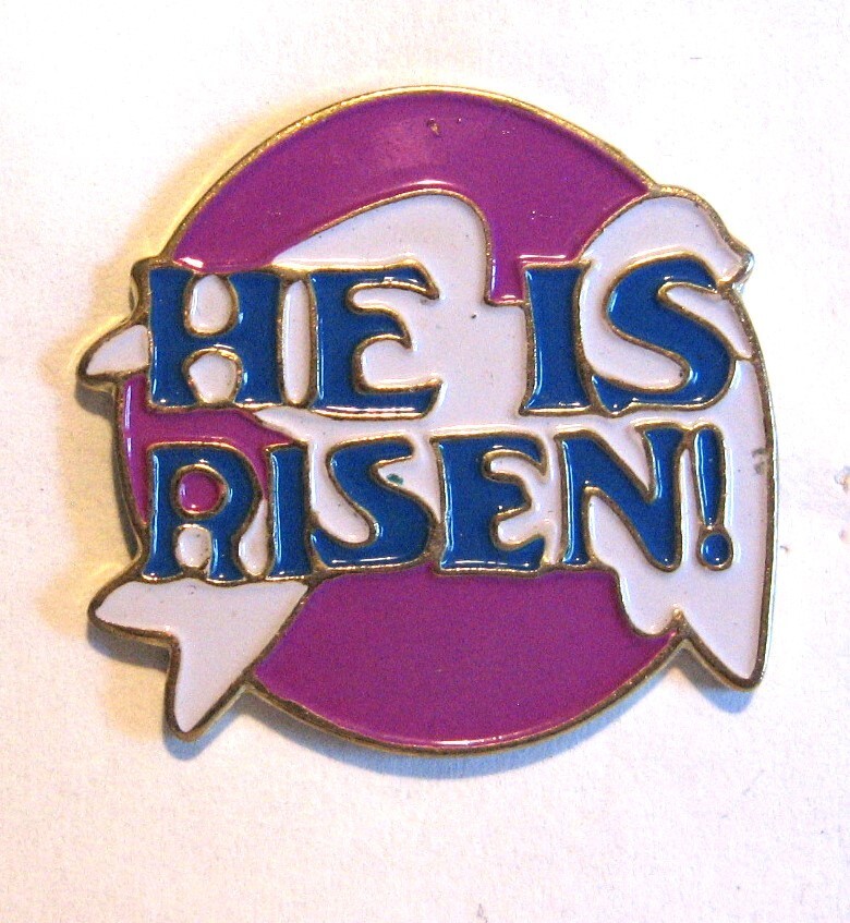 He Is Risen Lapel Pin Easter Jesus Christ Dove Christian Metal Enamel