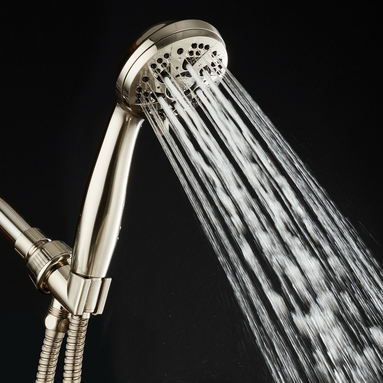 AquaDance High Pressure 6-Setting Brushed Nickel Handheld Shower, 5 Foot Hose