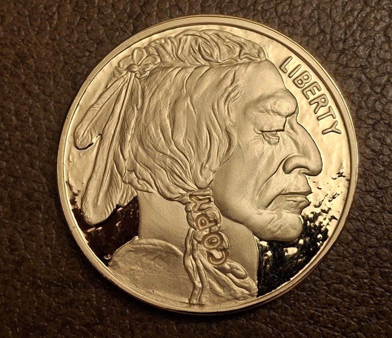2012 US Buffalo Indian Head Gold Plated Coin w/Case & COA  COPY