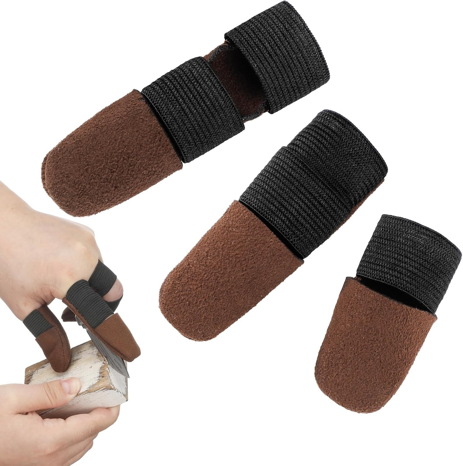 3 Pcs Thumb and Finger Guards for Wood Carving 3 Size Durable Leather Finger Pro