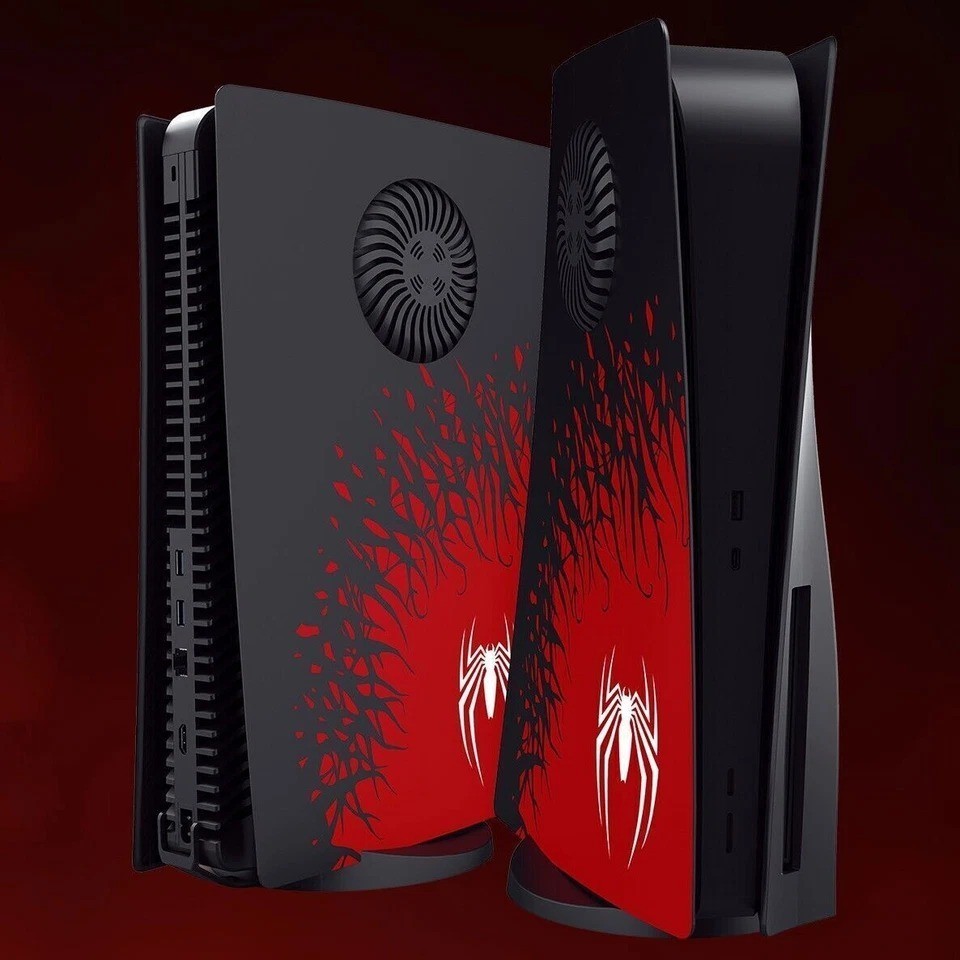 SpiderMan PS5 Vent Plates Covers DISC VERSION Venom PlayStation, Red & Black Set