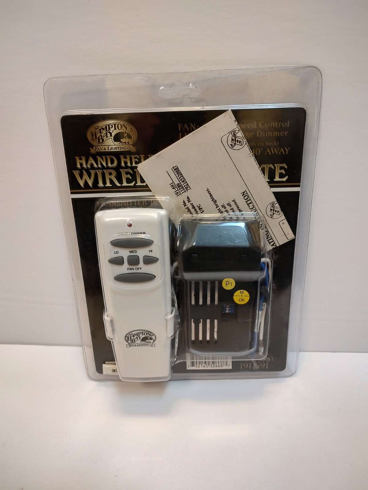Hampton Bay Ceiling Fan Remote 191-692